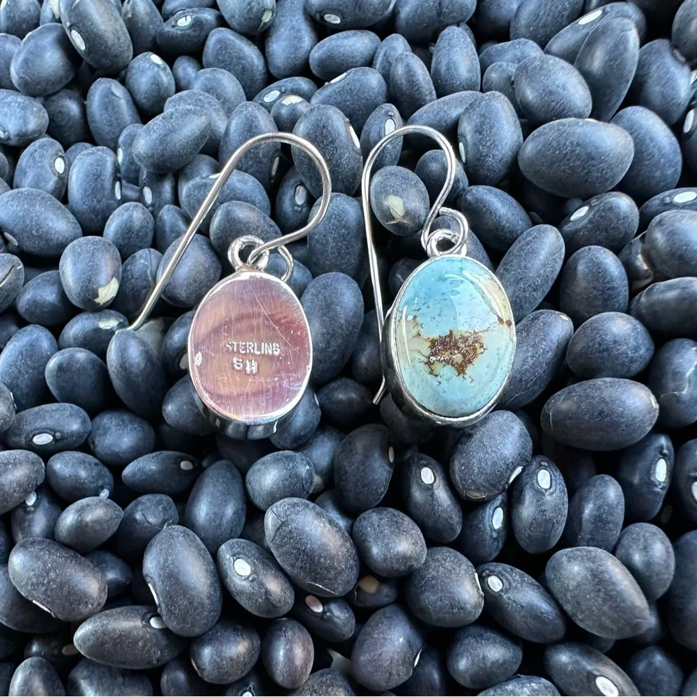 Turquoise and Silver Navajo Earrings - Picture 4 of 7